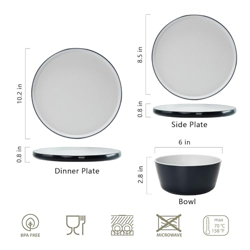 Gufaith Melamine Dinnerware Sets,Plate and Bowl Set for 4,Navy Blue,Gray by gufaith - Used condition - Image 7