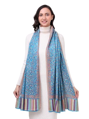 Image of EH Pashmina Stole, Reversible Jamawar weave in beautiful paisley & floral, very soft MODAL fabric, all season Stole, Scarf, Wrap.