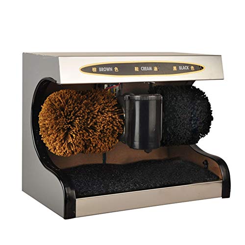 Xiao Jian Electric Shoe Polishers Home Electric Shoe Polisher Vertical，Small Automatic Metal Leather Shoe Shiner Machine with Combo Brush，Multipurpose Leather Care Kit (Color : Silver)