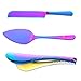 Bisda 3 Pièces Pelle à Gâteau Arc en Ciel Couteau à Gâteau Pince à Pain en Acier Inoxydable, Pelles à Tarte Serveur pour Pizza, Pâtisserie, Fromage