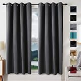 EDILLY Blackout Curtains for Living Room Easy Care Solid Thermal Insulated Grommet Room Darkening Curtains/Panels/Drapes for Bedroom(2 Panels,W52xL63 inch Length,Dark Gray)