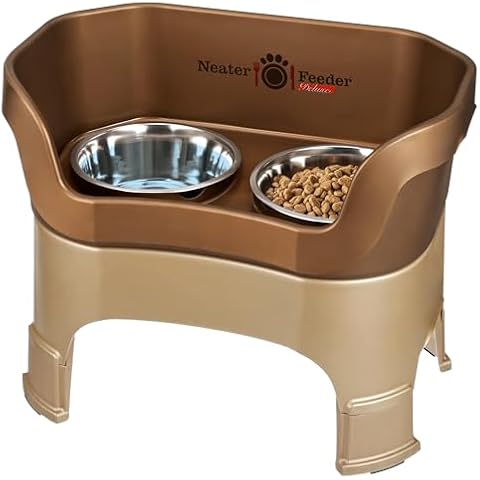 Neater Feeder Deluxe Large Mess Proof Feeder for Large Dogs, 7 Cup Food & 9 Cup Water Stainless Steel Bowls, Adjustable Height, Elevated, No Spill, Non-Tip, Non-Slip. Made in USA Cover
