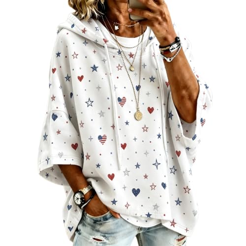 Womens Oversized Sweatshirt Short Sleeve Sweet Batwing Sleeve Cozy Pullover - image 2