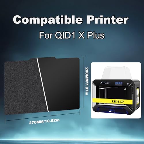 Image of 270x200mm Black Build Plate for Qidi X-Plus /Tech i-Mates, Double Sided Textured PEI+Smooth PEI Flexible Spring Steel Platform Heated Printing Bed for Qidi X-Plus /Tech i-Mates 3D Printer