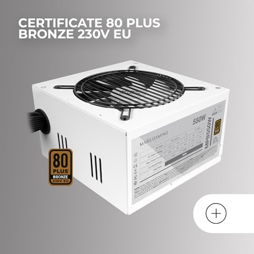 MPB550, Alimentatore PC 550W ATX, 6 Anni di Garanzia, 80Plus Bronze 230V EU, 90% Efficienza, Ventola FDB 120mm con Tecnologia AI-RPM e Sistema Antivibrazione, Bianco - Alimentatore - Immagine 2
