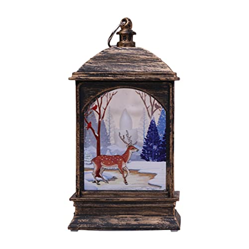 Farol LED colgante para decoración de Navidad, sin llama, funciona con pilas, lámpara de mesa decorativa para festivales, decoraciones de regalo con patrones de luz.