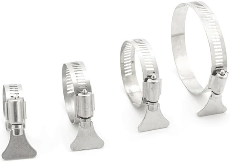 Stainless Steel 304 Worm Drive Hose Clamp Set - Adjustable Tube Clips 8-57mm Ideal for Automotive and Industrial(27-51mm 2pcs)