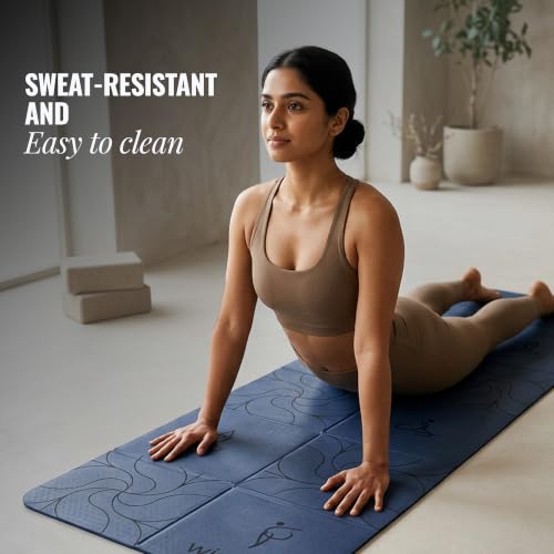 Image of WiseLife Foldable Travel Yoga Mat for Women & Men (Printed Blue)