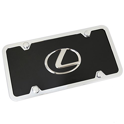 Au-Tomotive Gold Inc Lexus Chrome Logo On Black License Plate + Frame