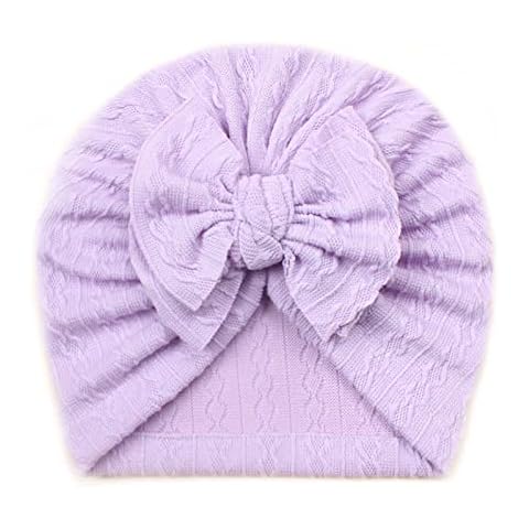 PANGHUBO Toddler Infant Kids Boys Girls Stretch Bowknot Breathable Hat Caps Headwear Infant Turbans for Girls (A-Purple, One Size) Cover