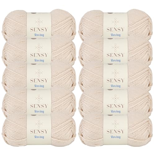 S Sensy Roving-Premium Acrylic&Wool Yarn 10 Skeins Mushroom Beige 131 Yards