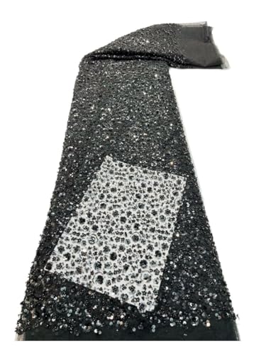 Encaje floral de alta costura con lentejuelas y cuentas para vestidos exquisitos (Ancho 135cm)