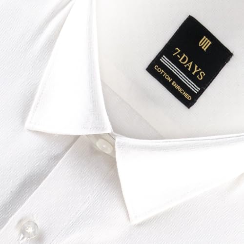 Image of 7-DAYS Premium Men's Formal Shirts - Cotton Rich, Textured Self-Design, Full Sleeve, Regular Fit, Wrinkle Resistant, with Pocket - Perfect for Office