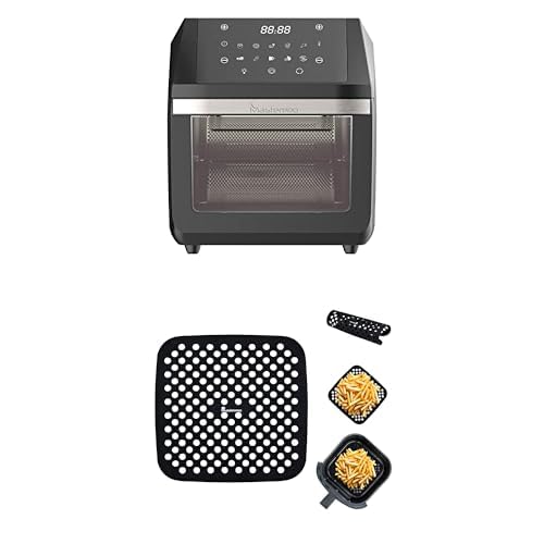 Pack Freír Sin Aceite | MasterPRO ROCKET 1100 Mini Horno Multifuncional | Pack Freidora de Aire 11L + 2 Alfombrillas de Silicona | Cocina sin Aceite & Fácil Limpieza sin que se Peguen los alimentos