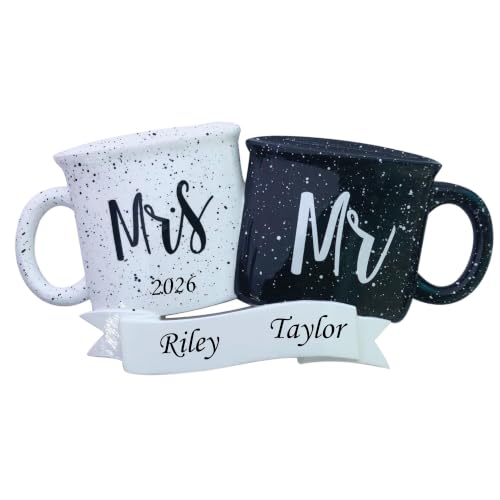 2025 Personalized Ornament Mr & Mrs Mugs Couple Christmas Tree Ornament Artisanal Customized Decoration - Free Personalization