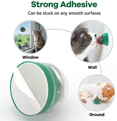 Petslucent Cat Catnip Ball Toys, Interactive Treat Silvervine Bell Chew Molar Ball Toy Set for Indoor Cats Licker, Edible Natural Catmint Kitten Teeth Cleaning (1 Catnip + 1 Silvervine Ball)