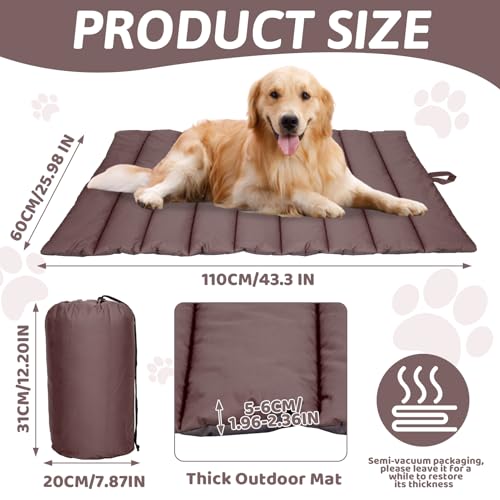XIAPIA wasserdichte Hundematte für Outdoor, Waschbares Hundebett, Antistatik, Hygienisch, Faltbar, Große Reisedecke für Haustier 110x68 cm (Braun/Blau)