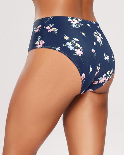 Image of Tempt Me Womens High Cut High Waisted Bikini Bottoms Tummy Control Bathing Suit Bottoms Swim Bottom Swimsuit Bottom