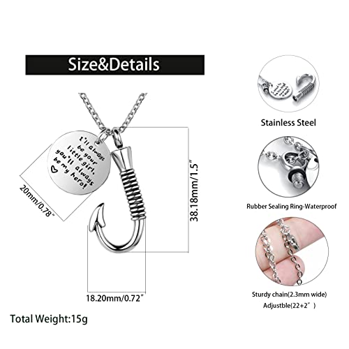 Luxglitterlin Fish Hook Cremation Urn Necklace For Ashes Fishing Memorial Ashes Keepsake Pendant Jewelry #TOP5