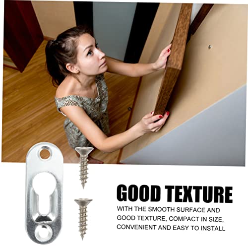 Image of Mirror Hanging Hardware 50pcs Picture Frame Hangers Keyhole Hangers with Brackets Strong Metal Construction