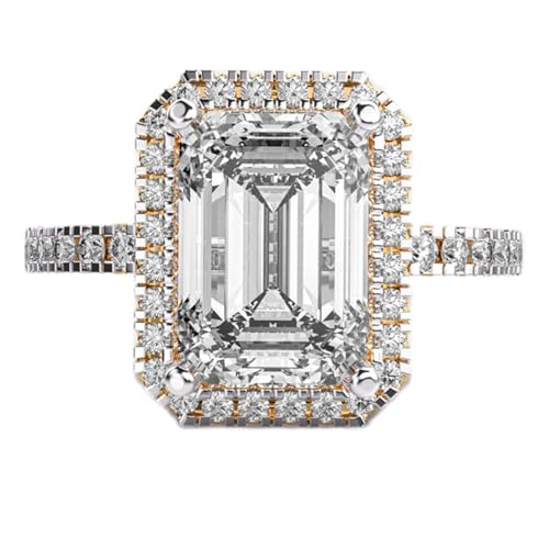 Bague émeraude éternité argent sterling 925 plaqué or moissanite femme LKJR_0557