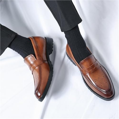 Men's Loafers Pointed Toe PU Leather Flat Heel Comfortable Anti-Slip Business Oxfords2