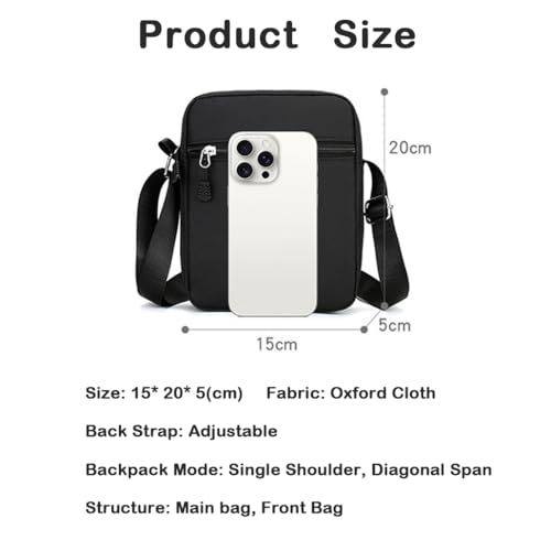 شنطة يد وكتف للرجال من بيجثري، شنطة صغيرة للرجال، شنطة كروس بودي للسفر، شنطة كروس للجوال، شنطة كتف كاجوال، شنطة كتف كاجوال مع حزام كتف قابل للتعديل ومقصورة، أسود