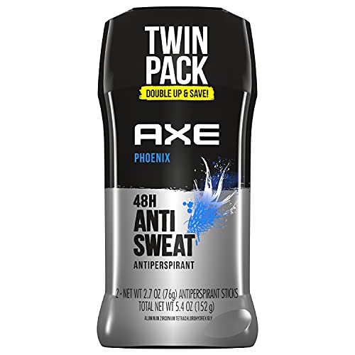 AXE Dual Action Antiperspirant Stick for Long Lasting Freshness Phoenix Crushed Mint & Rosemary 48 Hour Anti Sweat Mens Deodorant 2.7 oz Twin Pack