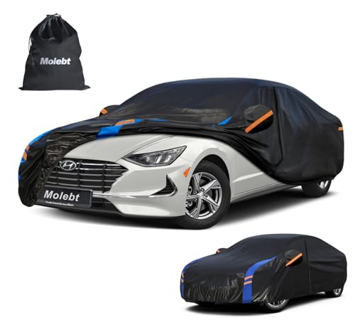 Image of Custom Fit Car Cover for Hyundai Sonata (1993-2026), Upgraded Waterproof All Weather Outdoor Auto Cover with Driver Door Zipper & Mirror Pockets, UV /Snow /Dust Protection