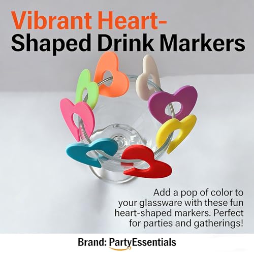 Golandstar Heart Shape Silicone Glass Markers 8pcs Set Drink Wine Beer Glass Marker Charms Tags Identifier for Bar Party Family Drinking by Golandstar - Used condition - Image 7