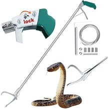 52" Snake Tongs Stick with Lock, Professional Snake Grabber Tool Heavy Duty Reptile Snake Catcher Grabber Stainless Steel Snake Pole Wide Jaw Handling Tool with a Protective Structures for Snakes