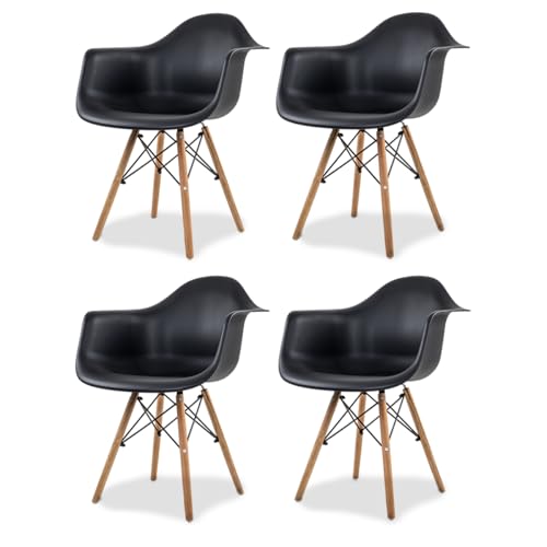 Reviews de Sillas de recepción comprados en linea. 48 GAON. Sillas de Comedor Ergonomicas con Estructura de Madera Diseño Moderno Tipo Eames Vessel - Sillas para Sala Oficina e Interiores Minimalistas con Soporte de Acero Set 4...