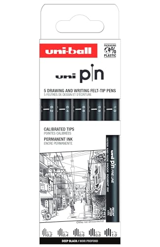 Uni-ball Estuche PIN de 5 piezas de marcadores calibrados 0,2 a 1,0mm color negro SET CLÁSICO II