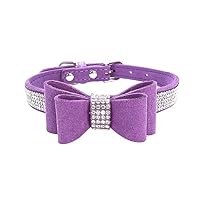 Strass Hundehalsband Mit Leine - Weiches Wildleder, Funkelt, Für Hunde & Katzen, Größe M (Halsumfang 32-38 Cm)