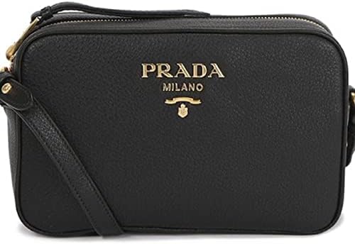 Prada Vitello Phenix Black Leather Camera Crossbody Bag Gold-Tone...