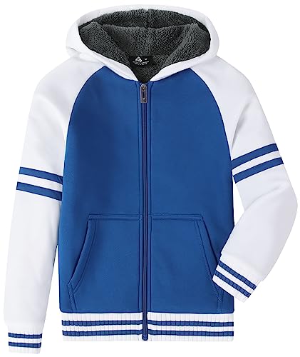 Image of V VALANCH Boys Hoodie Zip Up Fleece Lined Jacket Warm Sherpa Hooded Sweatshirts for Boys Girls 6-15 Years