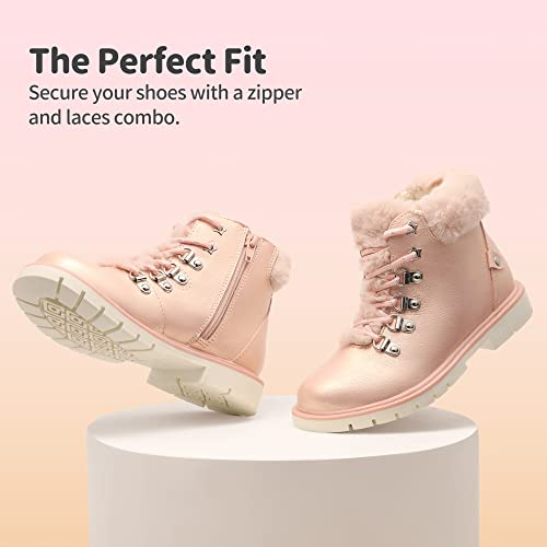Dream Pairs Girls Sdbo213K Side Zipper Faux Fur Ankle Boots Pink Pu Size 2 Little Kid #TOP2
