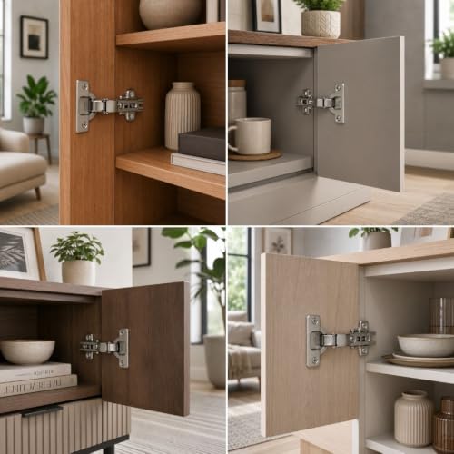 Image of Hettich Slide On 9.5K Soft Close Cabinet Hinge with Mounting Plate, 4 Hole Half Overlay, Nickel Plated, 95 Opening, for 14-25mm Panels, Pack of 5 (10 Hinges)