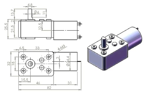Motorreductor GW-370 de 6V para robots y maquetas de precisión 4