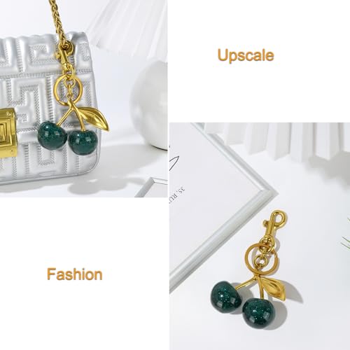 hxusin Cherry Keychain for Women - Cute Cherry Bag Charm, Purse Charms for Handbag, Durable Fruit Keychain Accessories (with) — view 5