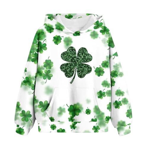 LRMQS Girls Boys St Patricks Day Shirt Kids Sweatshirts Shamrock Long Sleeve Hoodies Saint Outfit Youth Funny Irish Clothes2