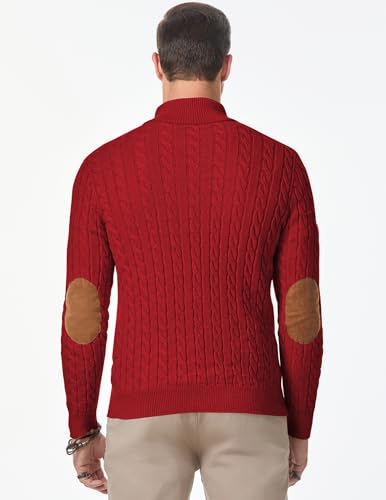 Image of JMIERR Men's Cable Knit Pullover Sweater Casual Long Sleeve Stand Collar Button Knitted Sweaters