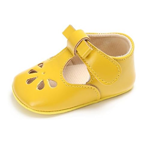 Infant Baby Girls Casual Sandals, Soft Hollow Out Bowknot Shoes Toddler Rubber Sole First Walking Shoes (6-12 Months, Yellow) Cover