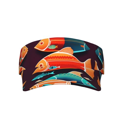 XZDAL Protector solar para adultos, con texto en inglés "There is Another Fish in The Fish", con parte superior abierta, banda elástica ajustable para deportes al aire libre, color negro, Negro, Talla