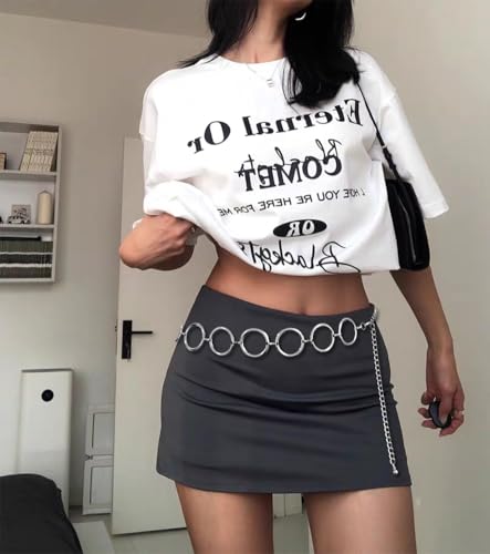 Eyraevor Fashion Chain Belt for Women Adjustable Waist Chain Metal O-Ring Link Chain Belt Belly Chain for Dress Jeans3