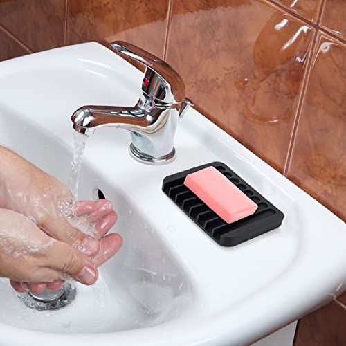 Portasapone nero in silicone, con scarico, adatto