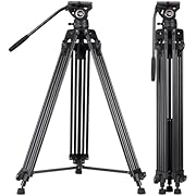 Video Tripod System, Cayer BV30L 72 inch- Professional Heavy Duty Aluminum Twin Tube Tripod, K3 Fluid Head, Mid-Level Spreader, Max Loading 13.2 LB, DSLR Camcorder, Plus 1 Bonus Quick Release Plate