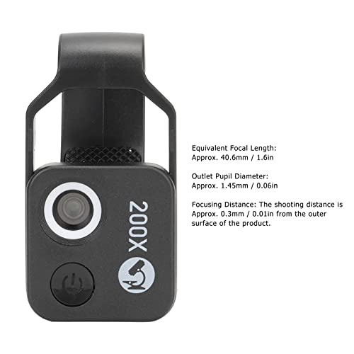 Image of Phone Microscope Lens,200X Mini Microscope Clip Design,Portable Microscope with LED Light CPL for Jadestone Metal (Black)