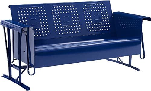 Crosley Furniture Bates Retro Metal Outdoor Sofa Glider, 3-Person Rocking