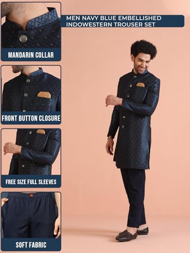 Image of Kisah Men's Silk Blend Textured Sherwani Set Regular Fit | Wedding, Festive & Occasion Wear